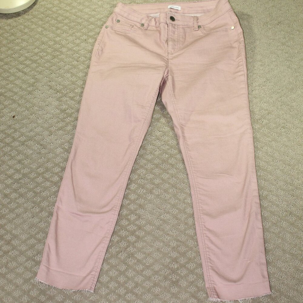 Lascana Women's Size 6 Blush Pink Skinny Raw Hem Ankle Jeans